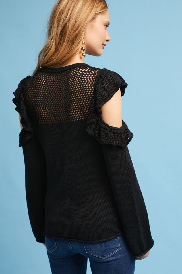 Ruffled Open-Shoulder Pullover #3