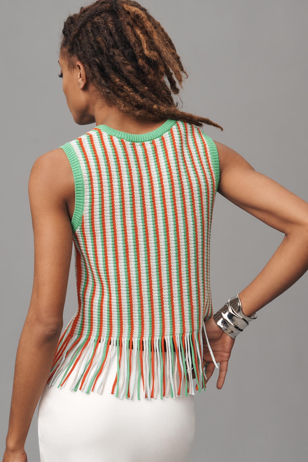 KULE Aurora Striped Fringe Sweater Tank