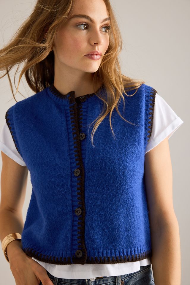 Maeve Blanket Stitch Knitted Vest #1