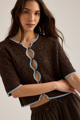 By Anthropologie Crochet Stitch Cardigan