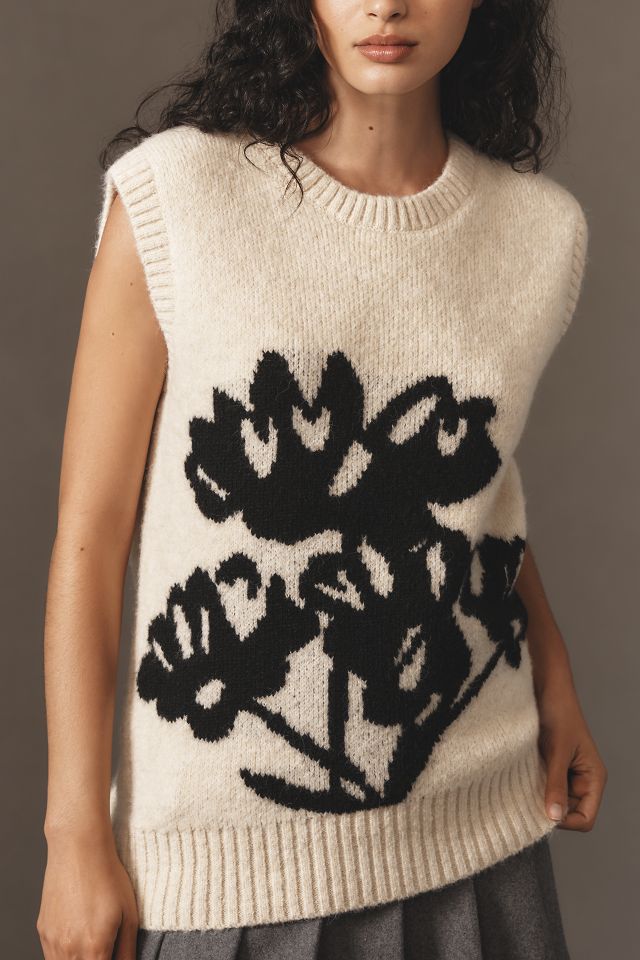 Maeve Graphic Flower Sweater Vest | Anthropologie