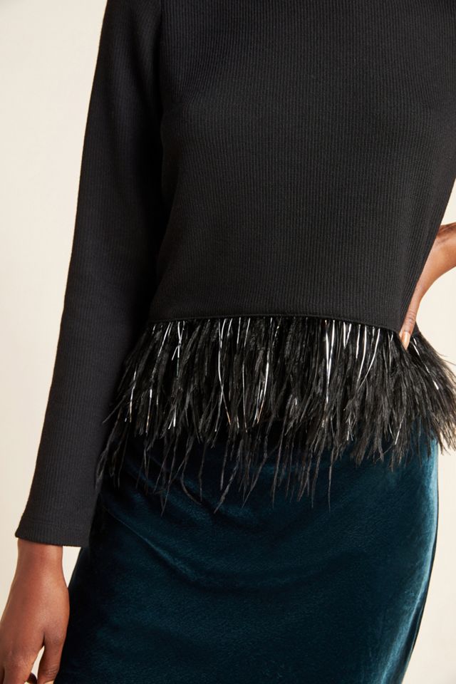 Milana Feather-Trimmed Sweater #1