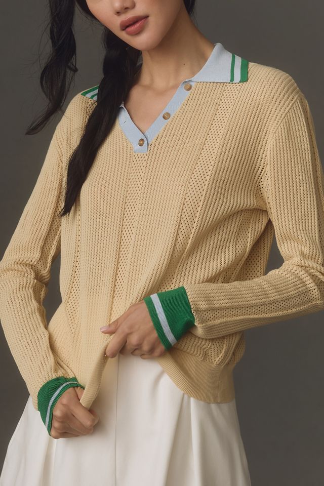 Beatrice .b Collared Long Sleeve Polo Sweater #1