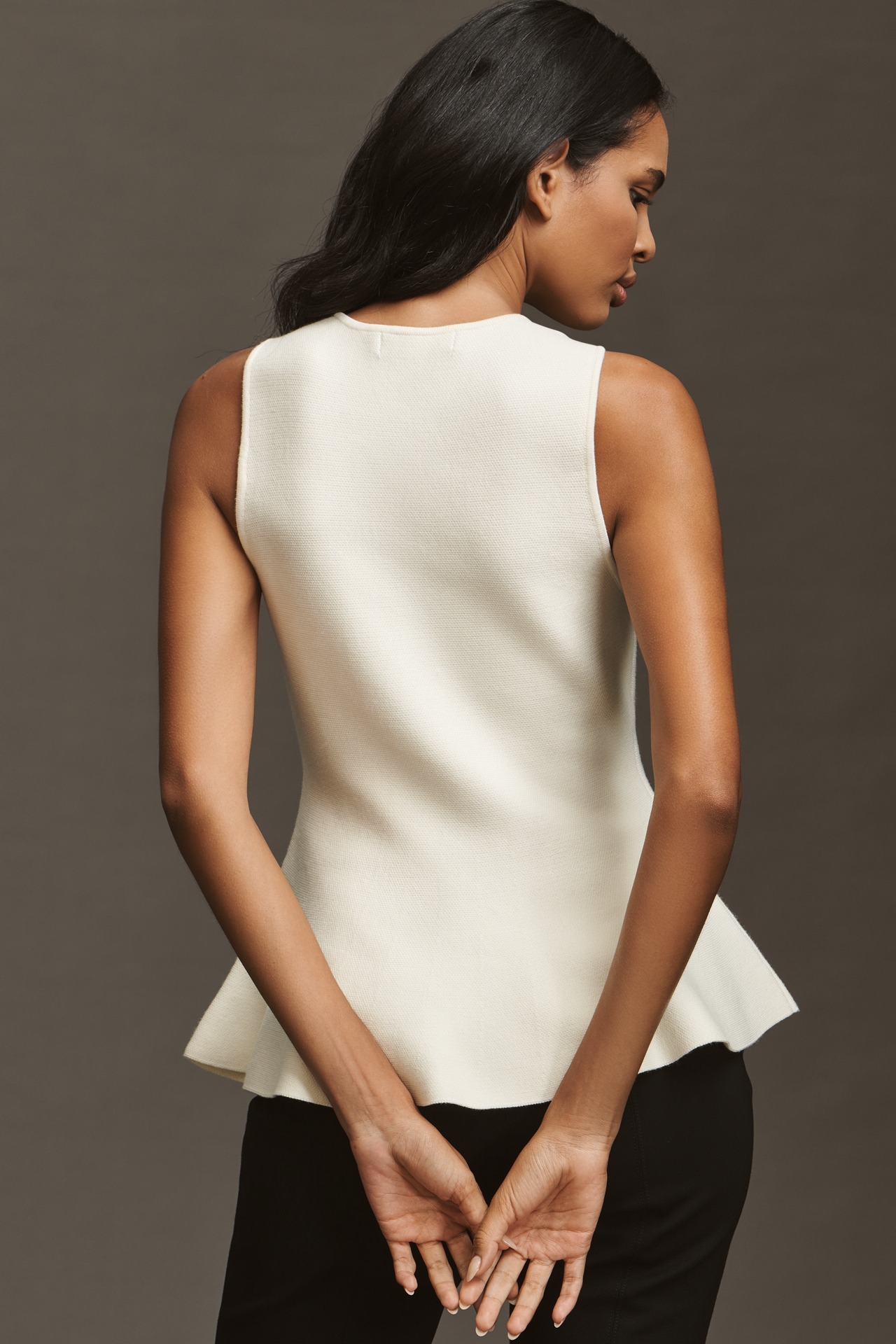 Endless Rose Crew-Neck Embellished Bow Peplum Sweater Tank