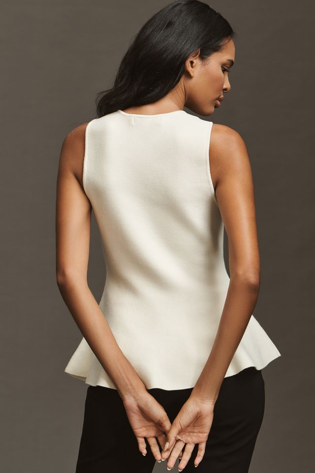 Endless Rose Crew-Neck Embellished Bow Peplum Sweater Tank #1