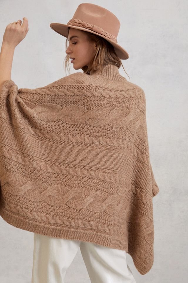 Rosamund Cable-Knit Poncho Sweater #3