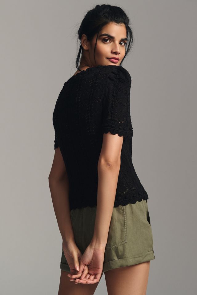 By Anthropologie Pointelle Sweater Tee #1