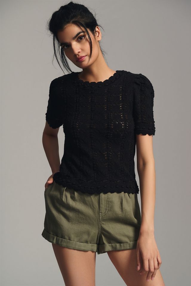 By Anthropologie Pointelle Sweater Tee #4