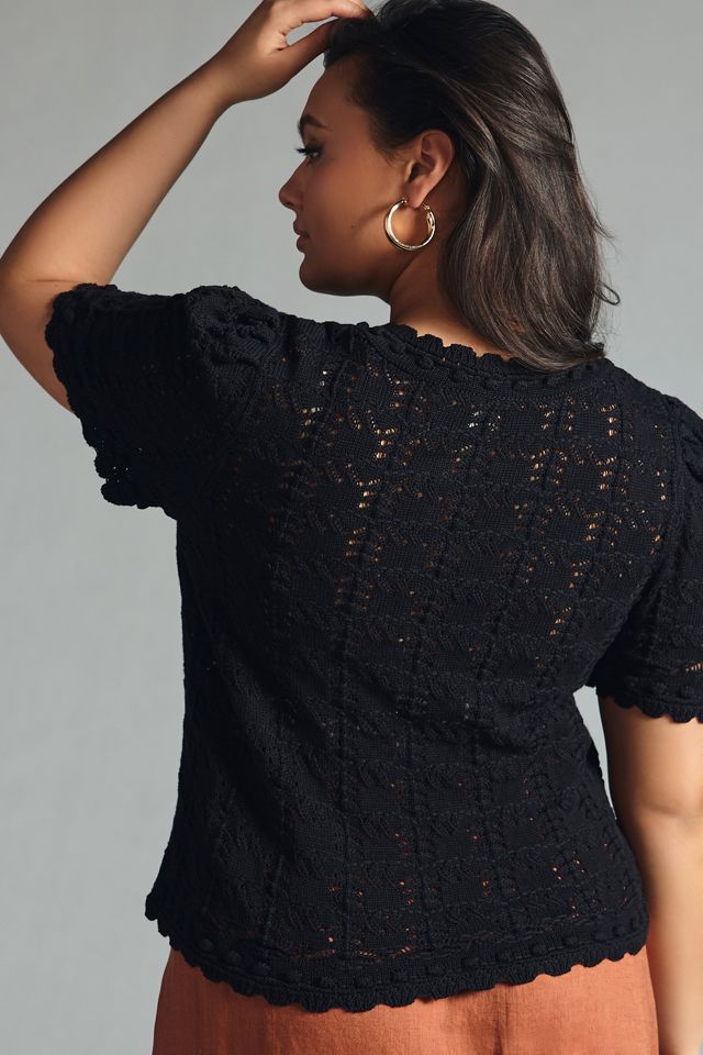 By Anthropologie Pointelle Sweater Tee #6