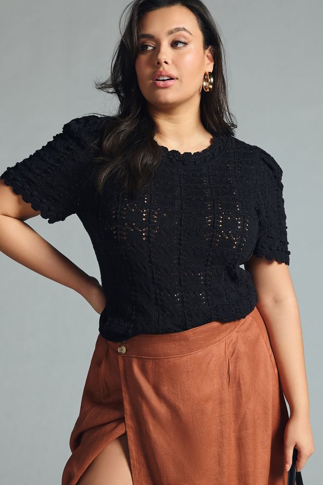 By Anthropologie Pointelle Sweater Tee #5