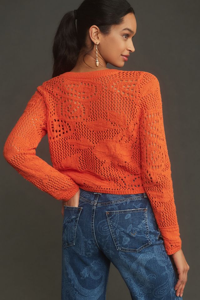By Anthropologie Open-Stitch Floral Cardigan  #3