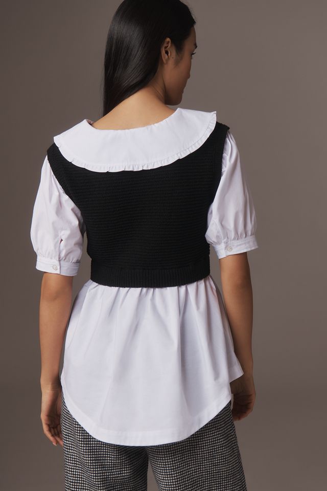 Maeve Peter Pan Collar Twofer Sweater Top #1