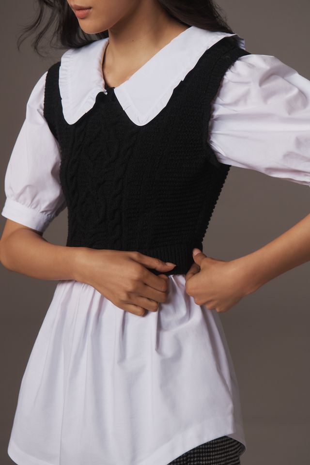 Maeve Peter Pan Collar Twofer Sweater Top #2