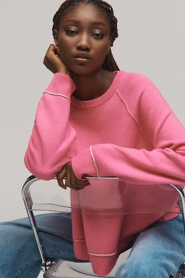 Shop Pilcro The Oaklyn Cozy Crew-neck Sweatshirt By  In Pink