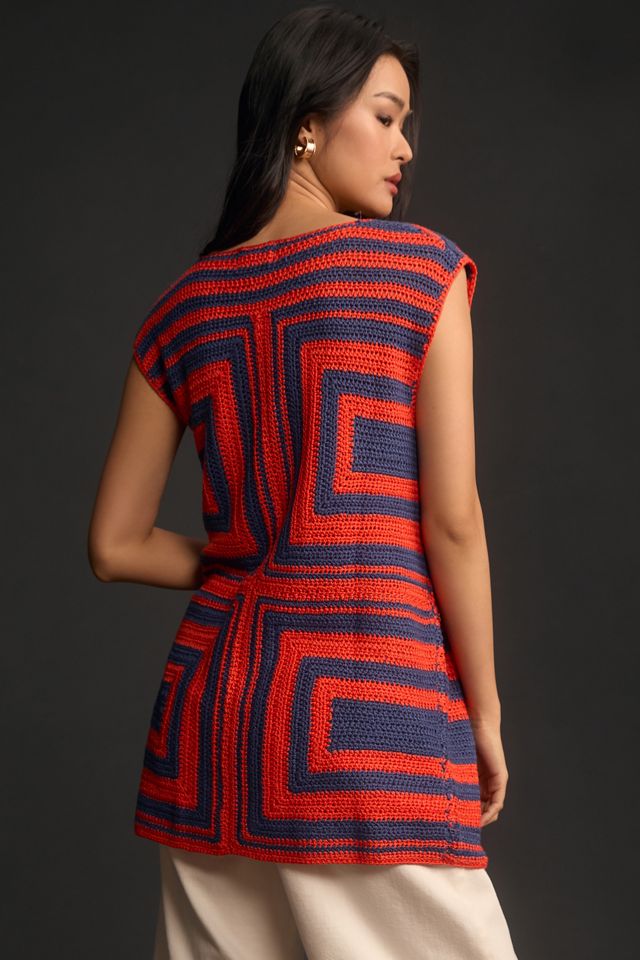 FRNCH Front Tie Crochet Sweater Vest #1