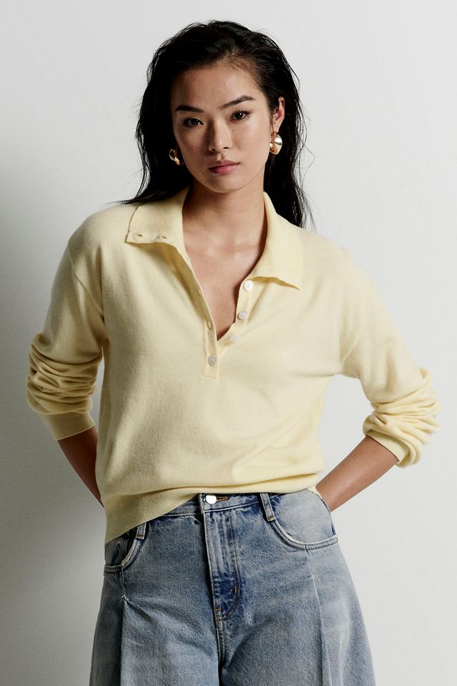 FRNCH Long-Sleeve Collared Polo Sweater #5