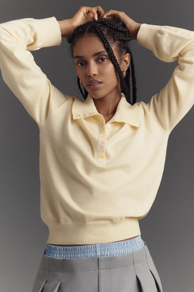 FRNCH Long-Sleeve Collared Polo Sweater #1