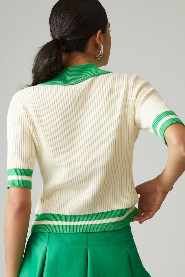 By Anthropologie Colorblock Polo Sweater Top #1