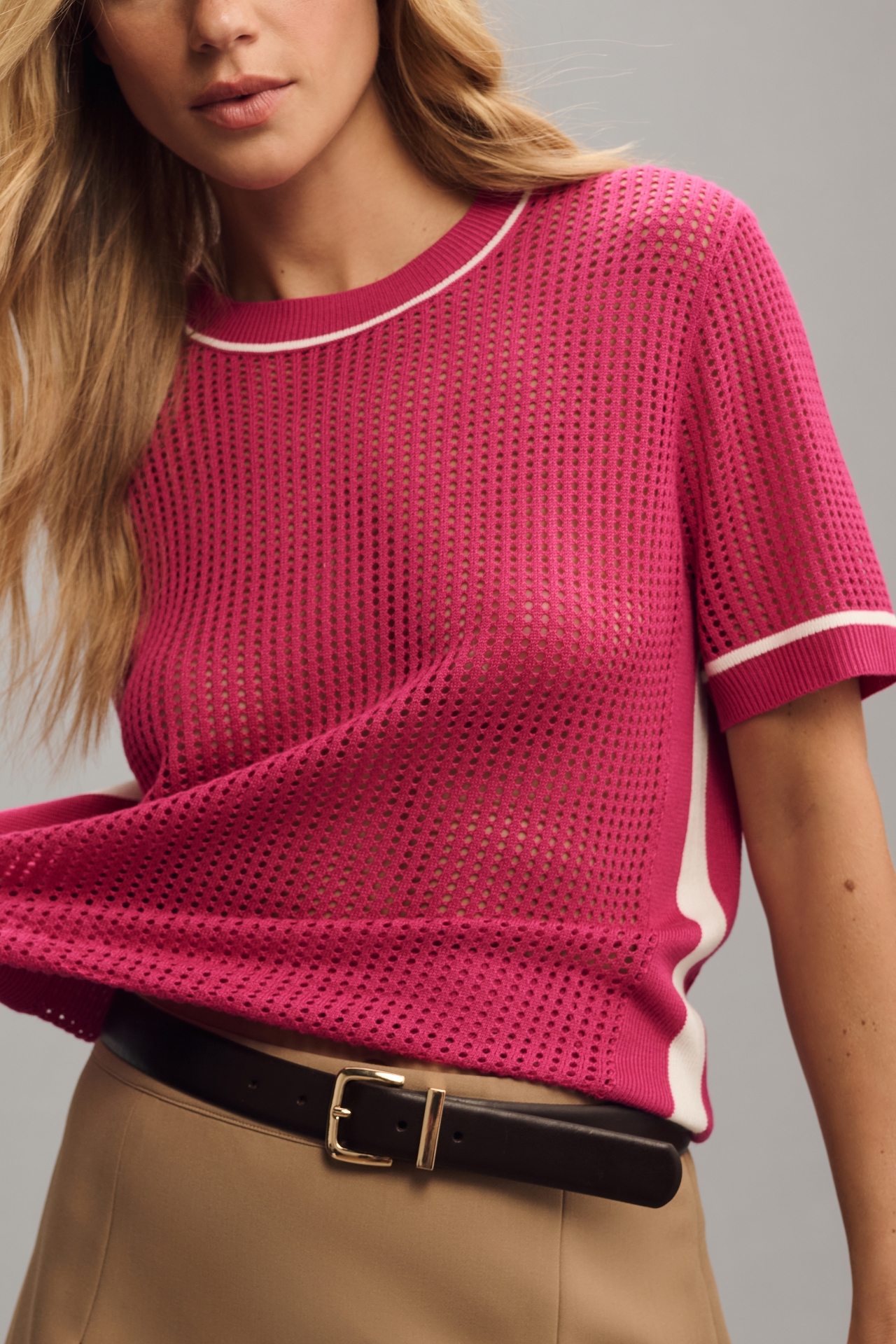 By Anthropologie Sporty Mesh Sweater Tee