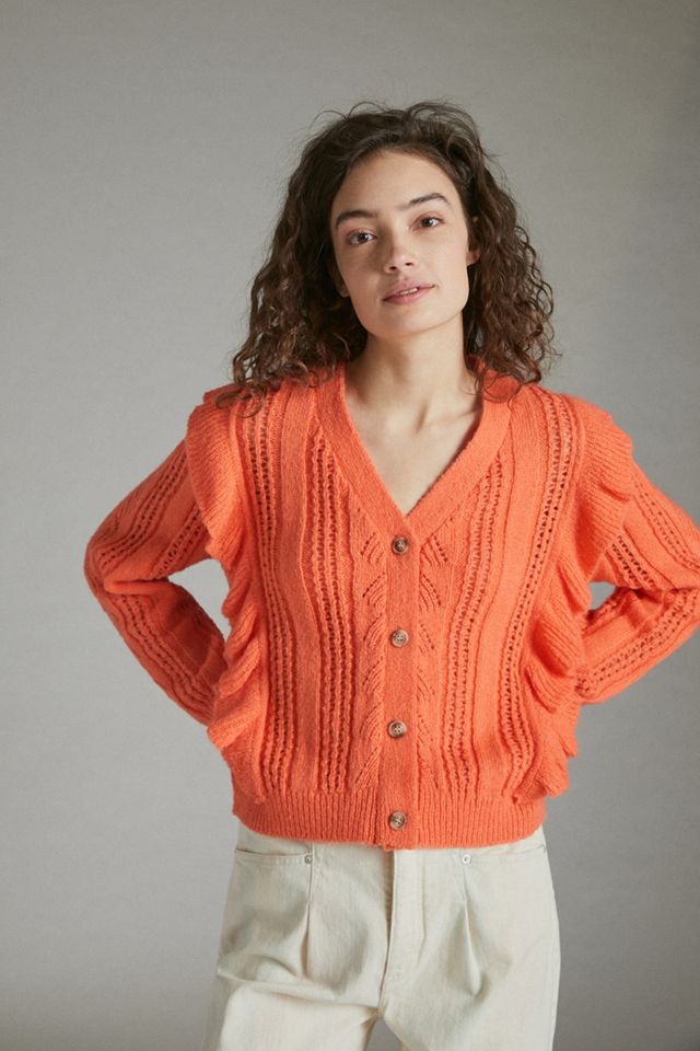 Petunia Ruffled Pointelle Cardigan #3