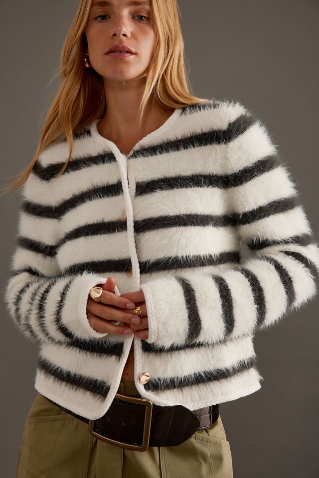 By Anthropologie Fluffy Stripe Cardigan #3