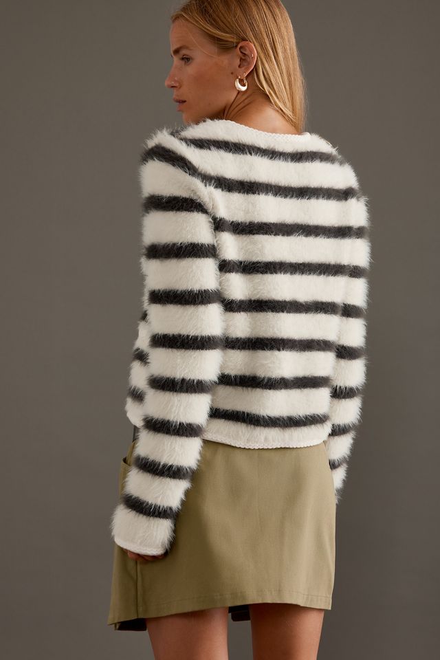 By Anthropologie Fluffy Stripe Cardigan #2