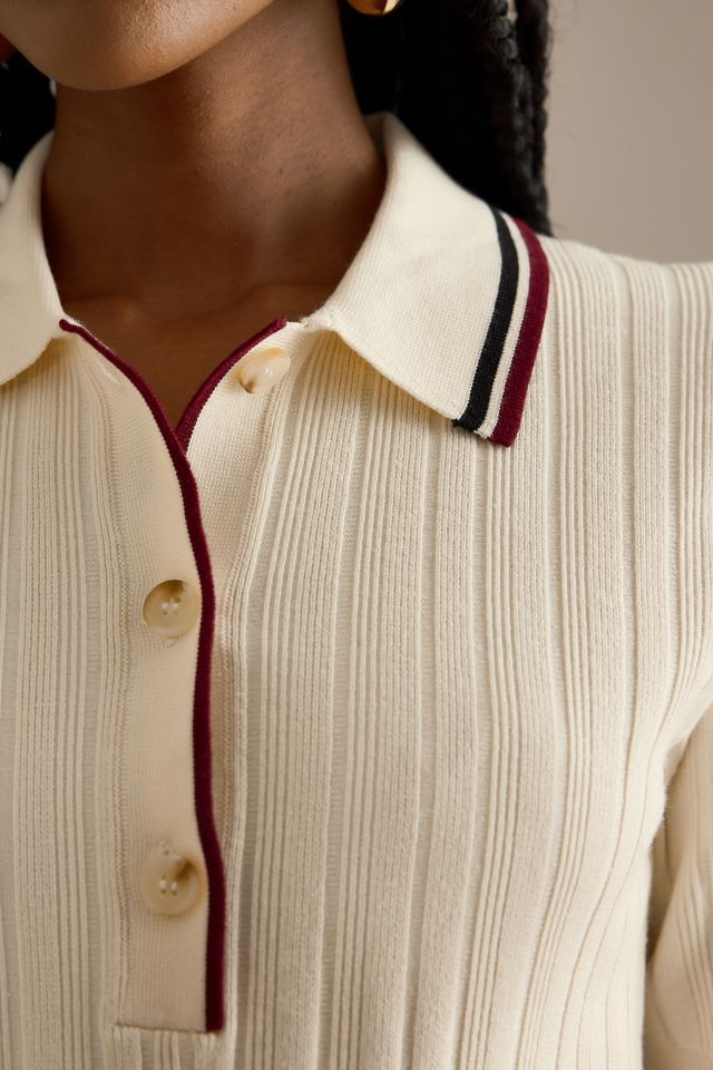 By Anthropologie Stripe Sporty Polo Top #5