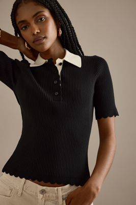 By Anthropologie Haut polo festonné Lilah