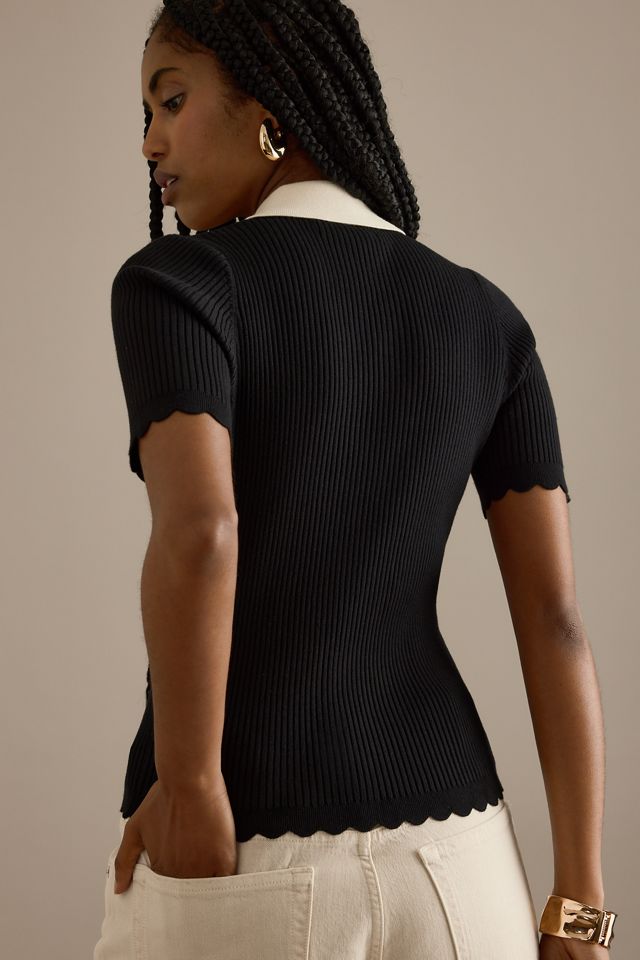 By Anthropologie Haut polo festonné Lilah #2
