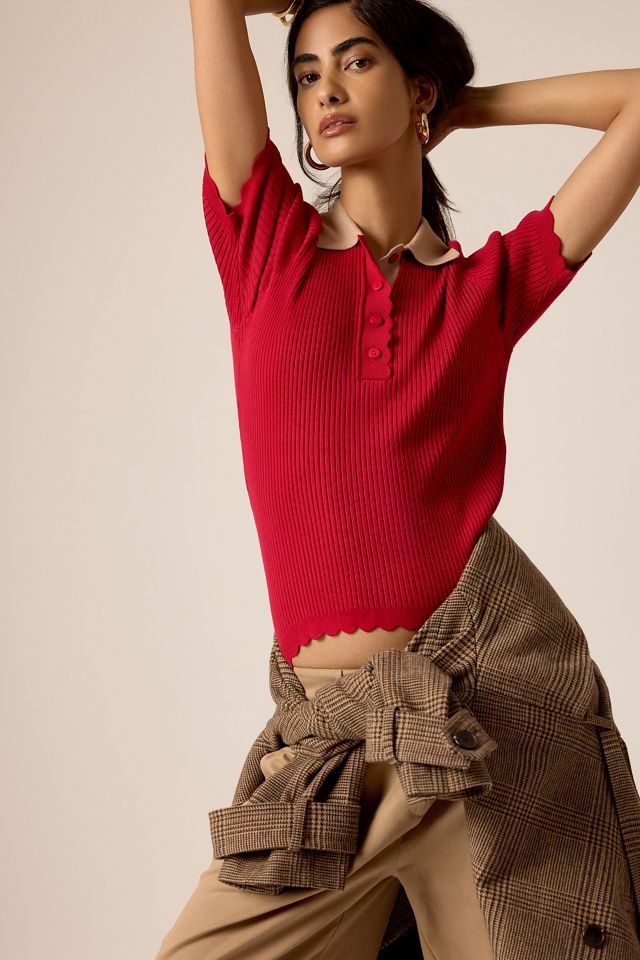 By Anthropologie Haut polo festonné Lilah #1