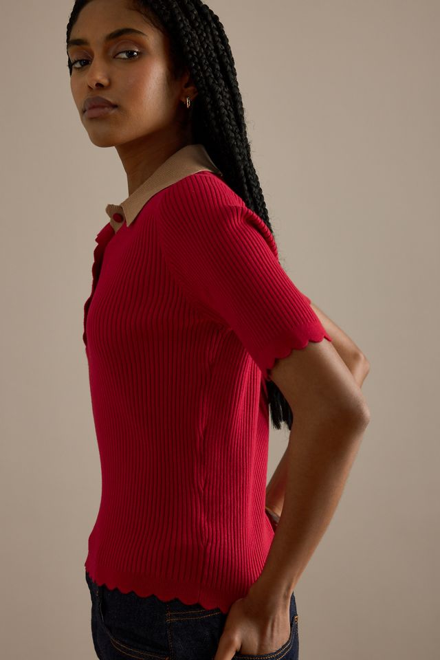 By Anthropologie Haut polo festonné Lilah #6