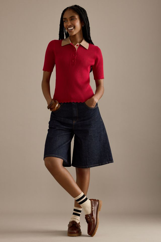 By Anthropologie Haut polo festonné Lilah #4