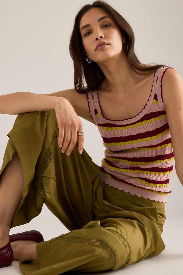 Débardeur festonné à mailles pointelle By Anthropologie #4