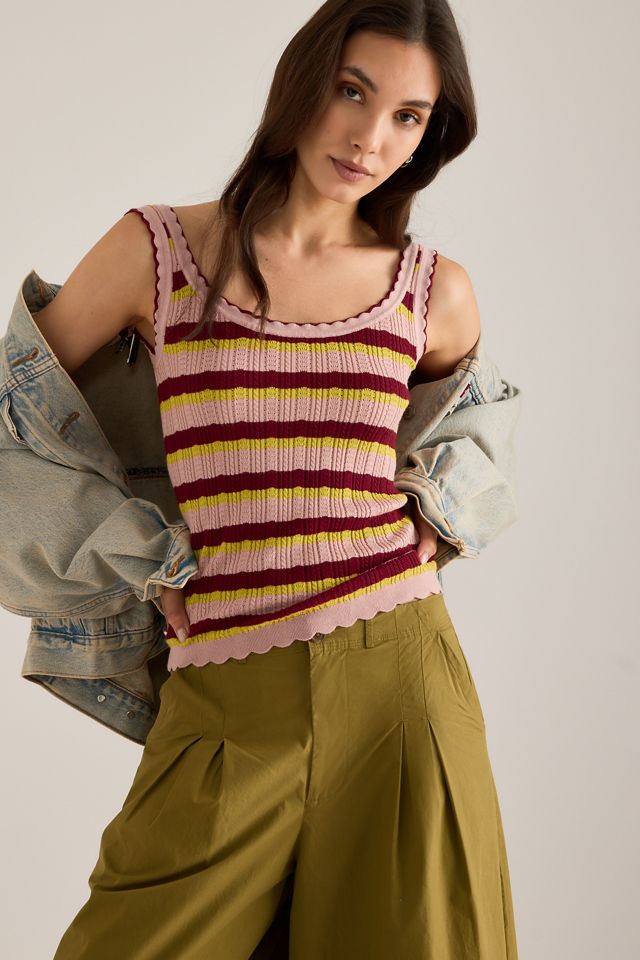 Débardeur festonné à mailles pointelle By Anthropologie #1