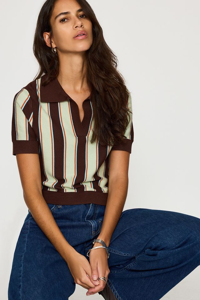 By Anthropologie Top Polo Encogido a Rayas #2