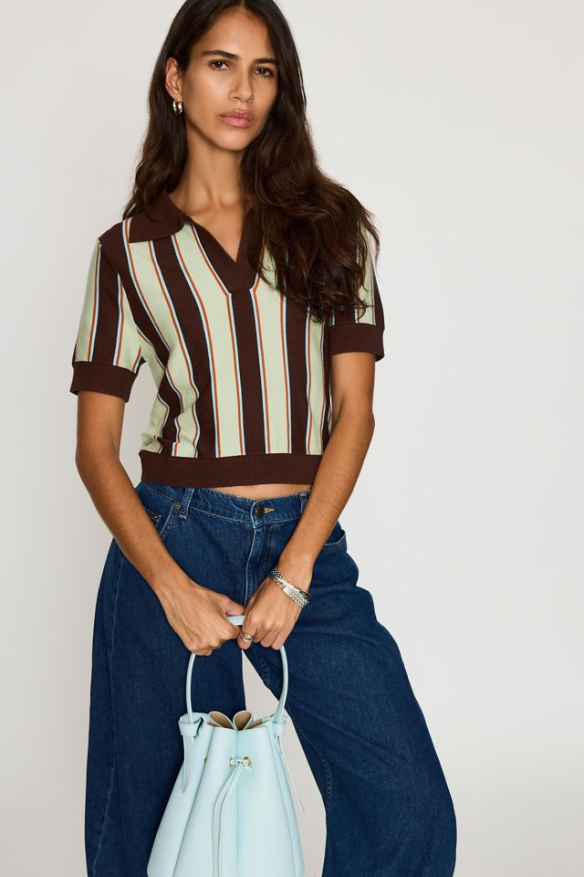 By Anthropologie Top Polo Encogido a Rayas #3