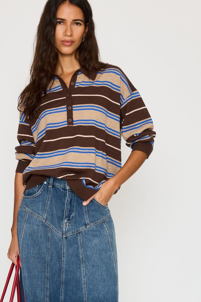 By Anthropologie Stripe Wool Polo Shirt #4