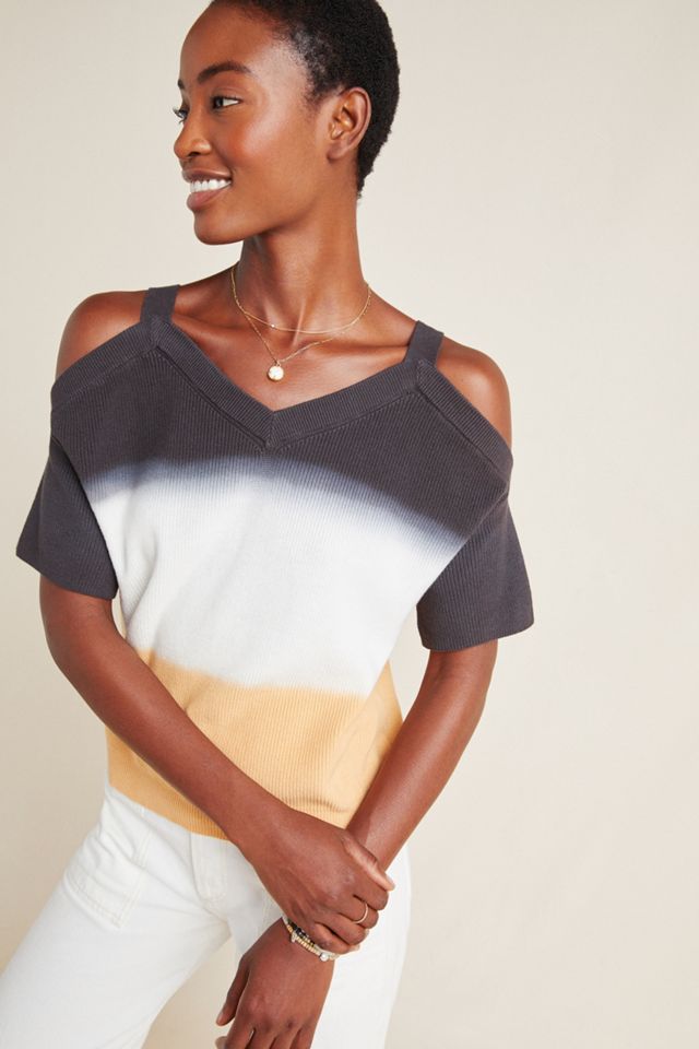 Michael Stars Dip-Dyed Open-Shoulder Pullover #2