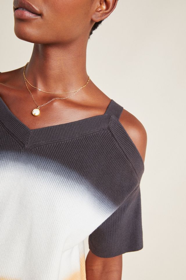 Michael Stars Dip-Dyed Open-Shoulder Pullover #3