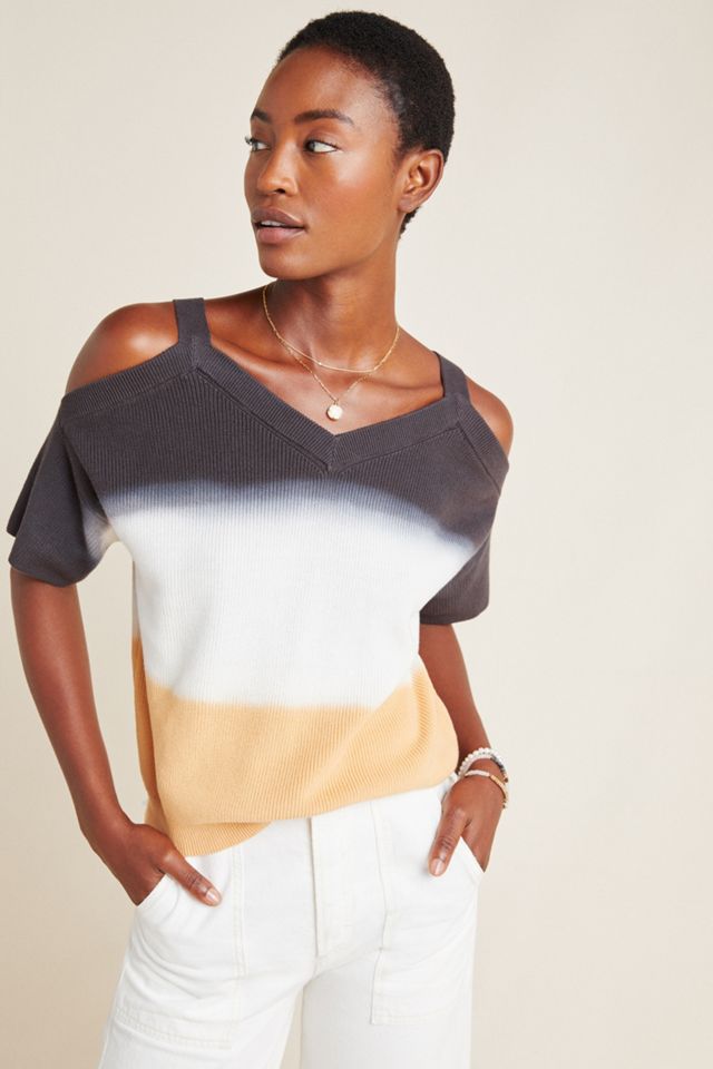 Michael Stars Dip-Dyed Open-Shoulder Pullover #4