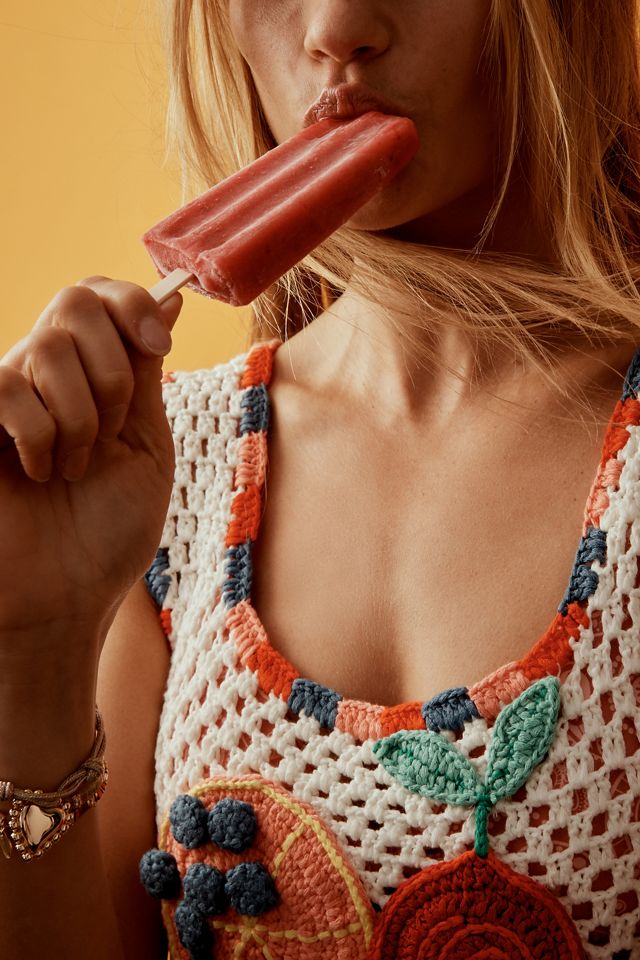 Hunter Bell Fruit Salad Crochet Sweater Tank #2