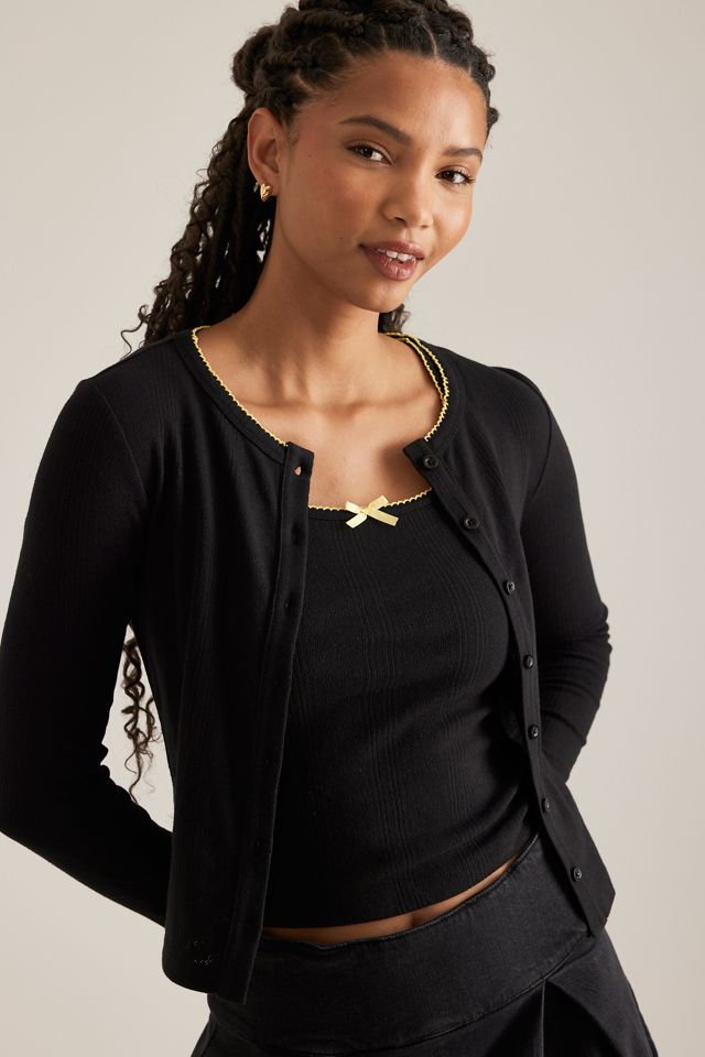 Cardigan Sybil Pointelle Damson Madder #3