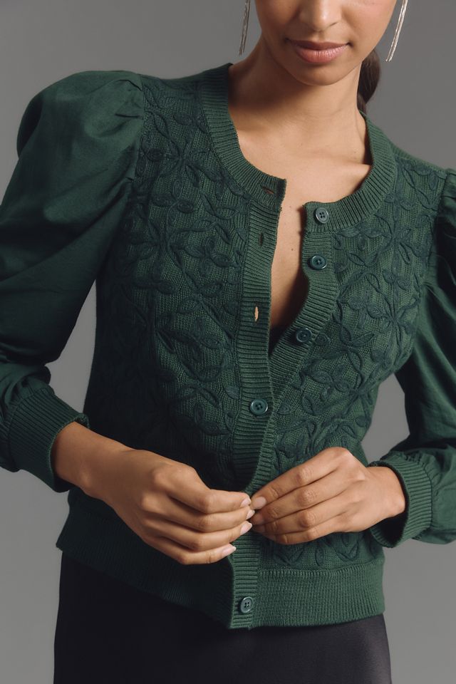 By Anthropologie Mixed Media Cardigan Sweater #1