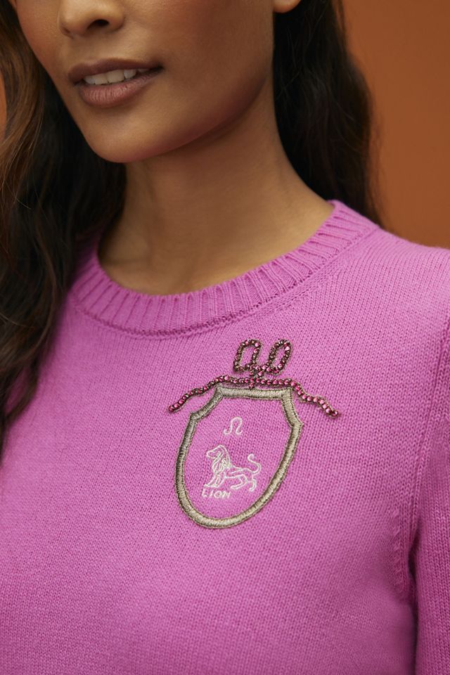 Le Lion Zodiac Embroidered Merino Sweater | Anthropologie