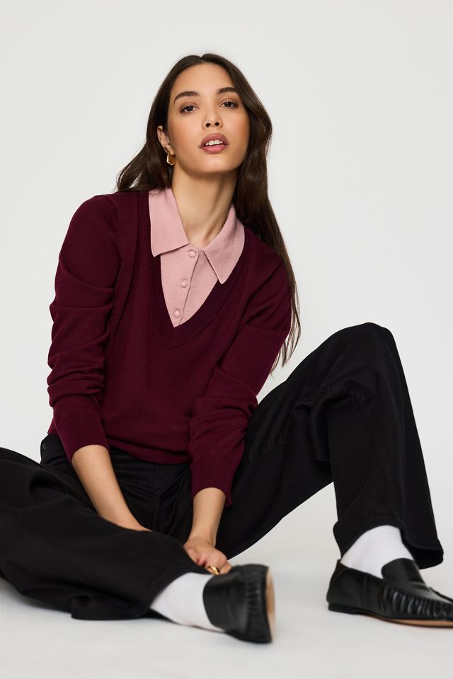 Good American The Two In One Layered Wool Jumper #4