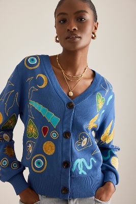 Charms Forrest Cardigan en Blue taille: XS chez Anthropologie - Never Fully Dressed - Modalova
