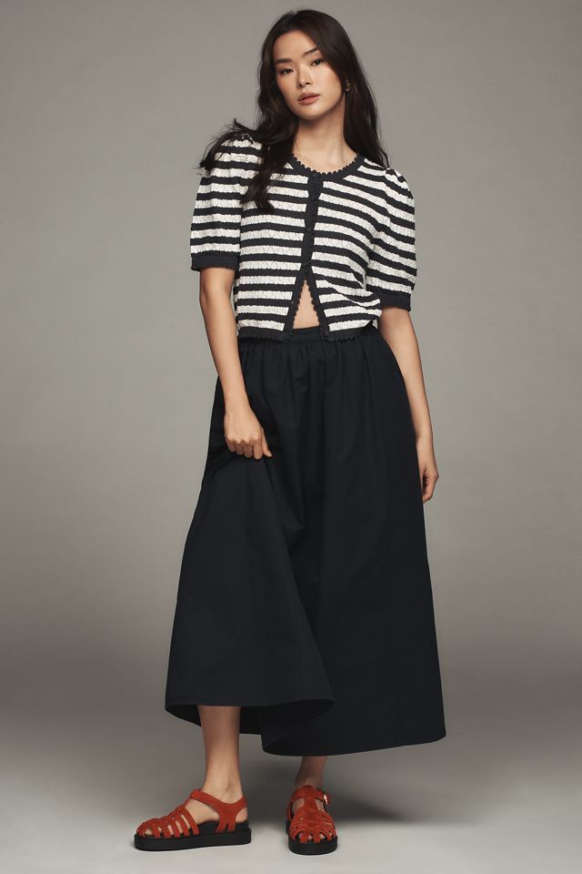 By Anthropologie Puff-Sleeve Pointelle Cardigan Sweater #3