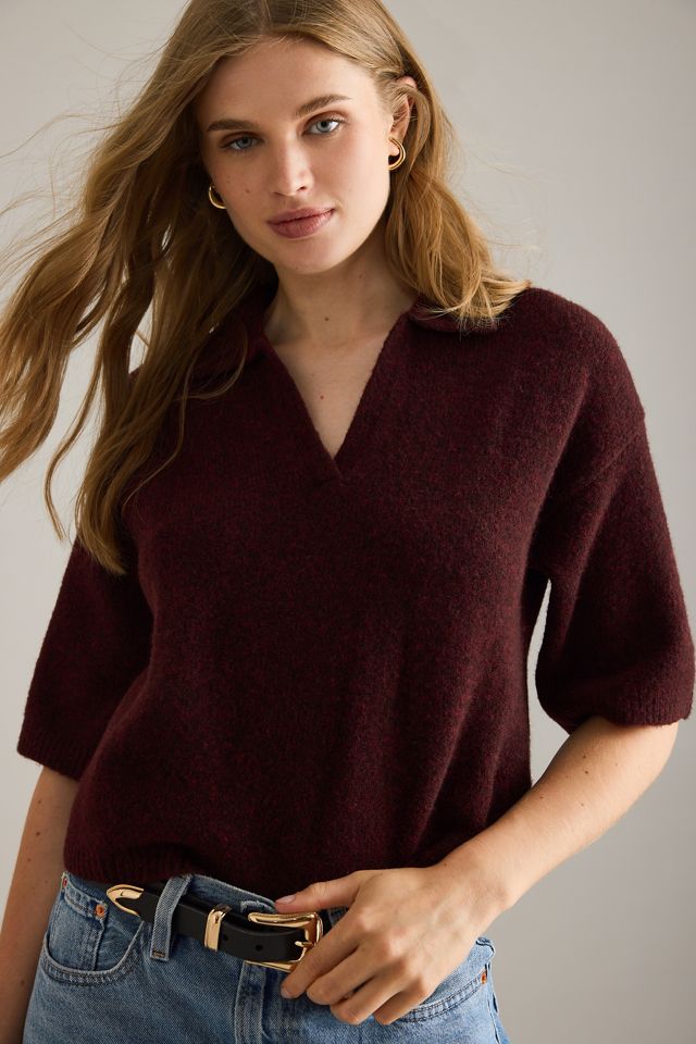Nobody's Child Open Collar Knitted Polo Top #3