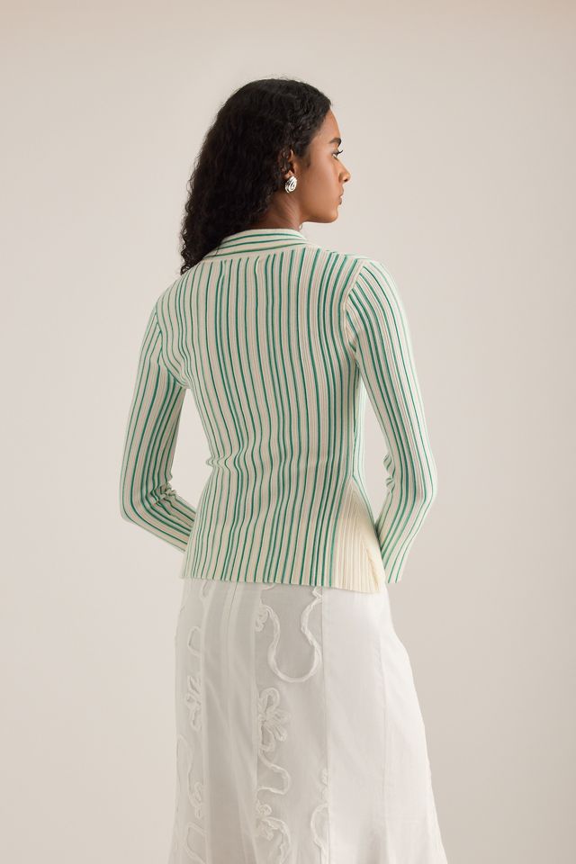 LAAGAM Giulia Stripe Collared Cardigan #4
