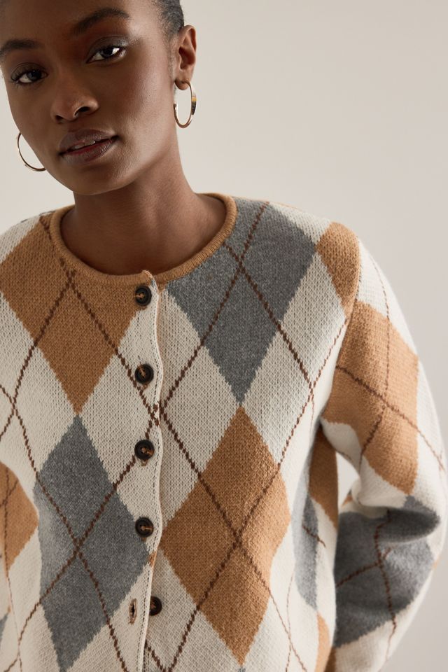 ALIGNE Cardigan duveteux à motif argyle en mérinos Aggie #2